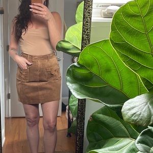 INC Vintage Genuine Leather Brown Pencil Skirt